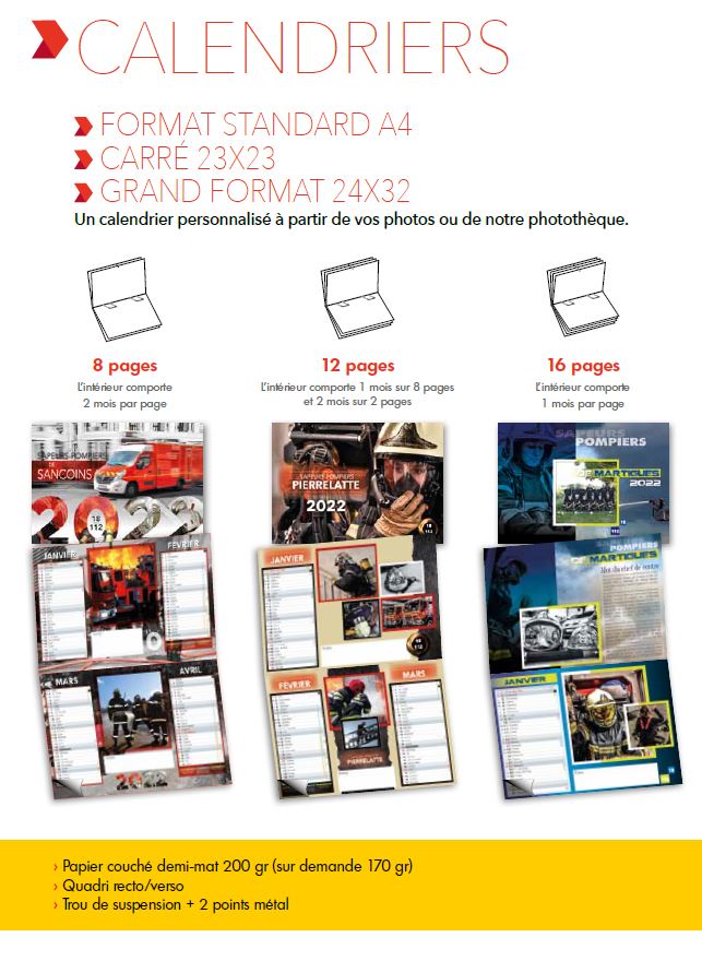 CALENDRIERS FORMAT A4 ou 24x32